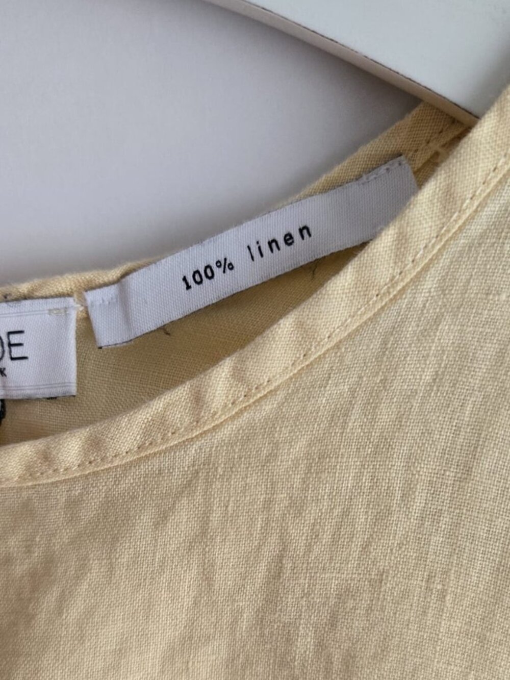 100% Linen Butter Yellow Tie Front Short Sleeve Top Size M PTP20 - Picture 7 of 9